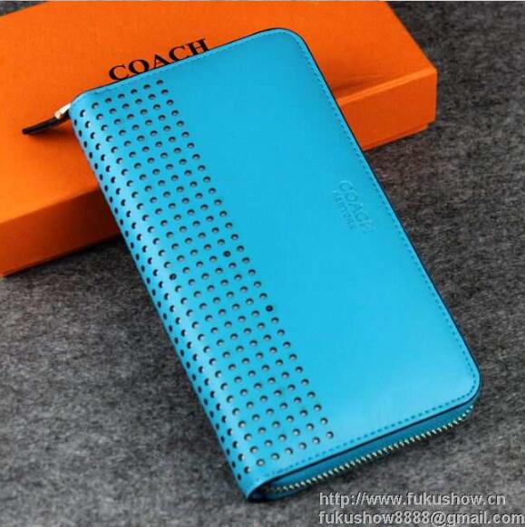 コーチ 財布 coach 人気定番豊富な レディース財布 長財布 ジップウォレット ブルー レザー 本革 春夏新作