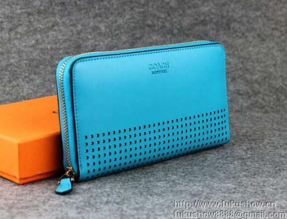 コーチ 財布 coach 人気定番豊富な レディース財布 長財布 ジップウォレット ブルー レザー 本革 春夏新作