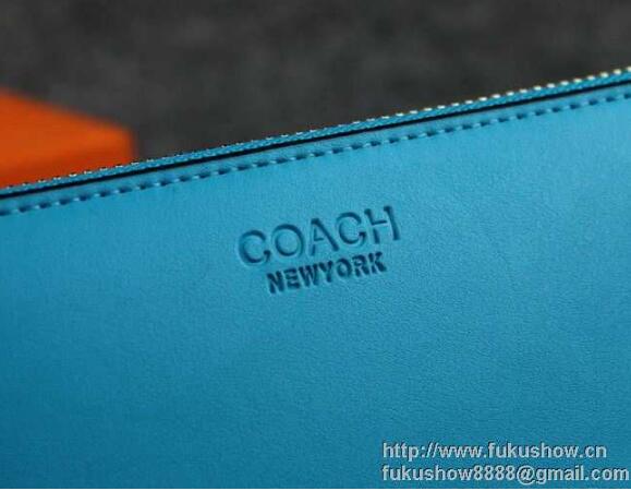コーチ 財布 coach 人気定番豊富な レディース財布 長財布 ジップウォレット ブルー レザー 本革 春夏新作