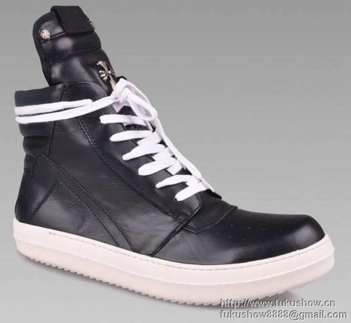 激安大特価大人気 クロム ハーツ 偽物 スニーカー CHROME HEARTS ハイカット スニーカー レザー 2017 靴 ブラック シューズ 本革