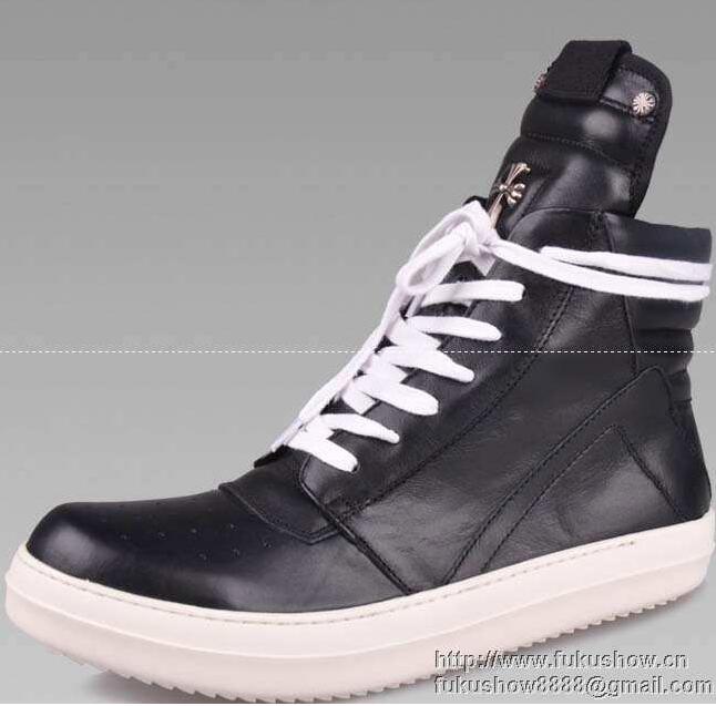 激安大特価大人気 クロム ハーツ 偽物 スニーカー CHROME HEARTS ハイカット スニーカー レザー 2017 靴 ブラック シューズ 本革