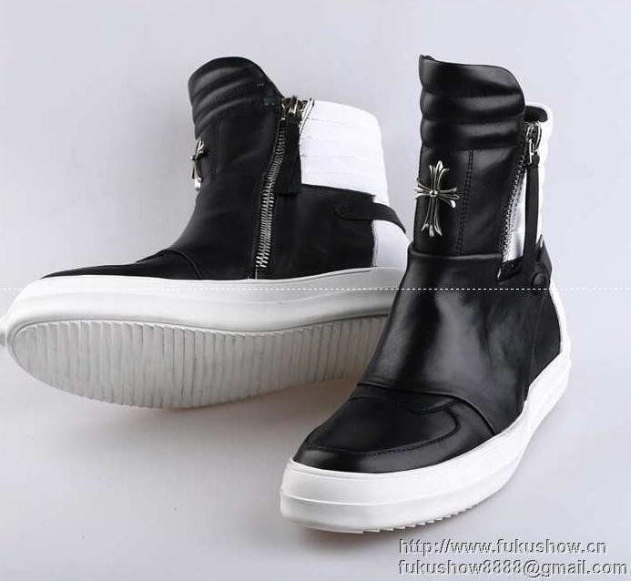 2017秋冬新作 クロム ハーツ スーパー コピー CHROME HEARTS スニーカー 人気 メンズ靴 スニーカー ハイカット シルバー ロゴ シューズ サイドジップ