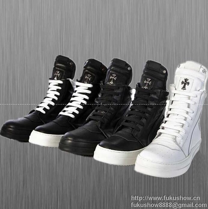 大人気 激安 CHROME HEARTS クロムハーツ スニーカー メンズ 最新作 2016-17秋冬新作 レザー 本革 シューズ ハイカット