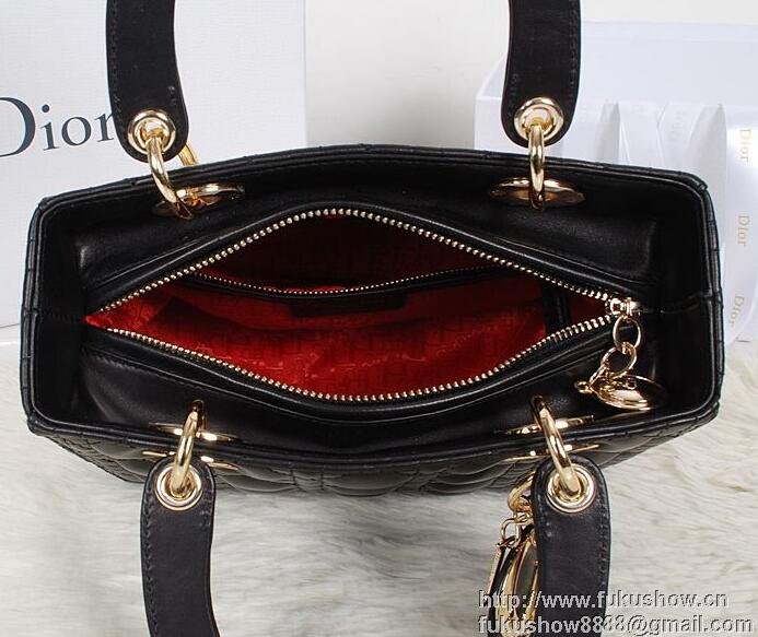 2018春夏 DIOR ディオール レディース ブラック ラムスキン LADY DIOR ミニバッグ ペールゴールド ハンド CAL44500_N0 ショルダーキャリー