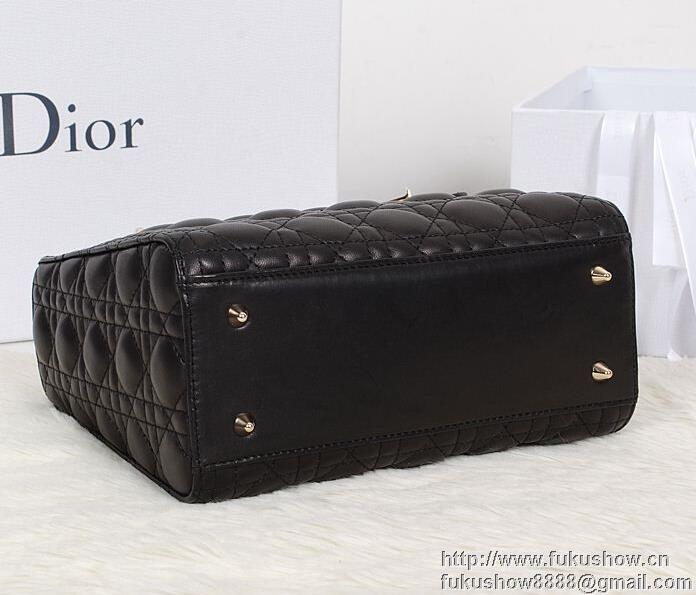 2018春夏 DIOR ディオール レディース ブラック ラムスキン LADY DIOR ミニバッグ ペールゴールド ハンド CAL44500_N0 ショルダーキャリー