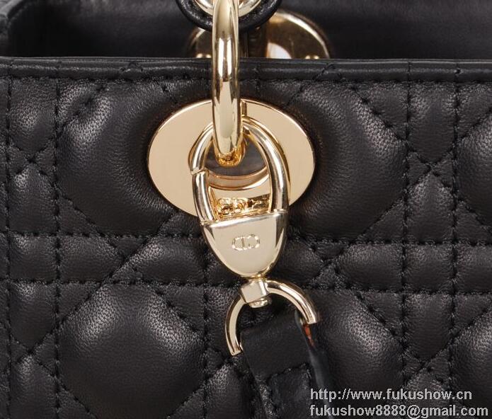 2018春夏 DIOR ディオール レディース ブラック ラムスキン LADY DIOR ミニバッグ ペールゴールド ハンド CAL44500_N0 ショルダーキャリー
