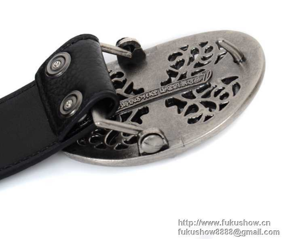 新作入荷人気CHROME HEARTS クロムハーツ クラシック オーバルクロス バックル レザー ベルト 本革 レザー ビジネスベルト