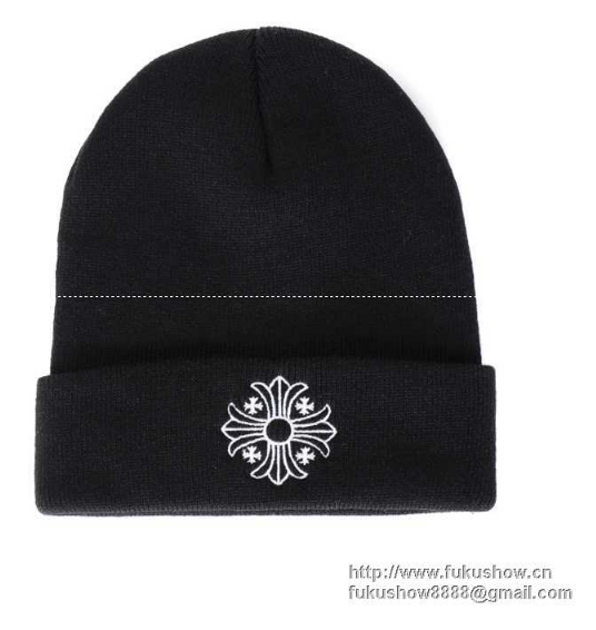 品質保証低価CHROME HEARTS クロムハーツ ニット帽 ブラック CHクロスロゴ 2238-304-4100 無地 コットン 男女兼用