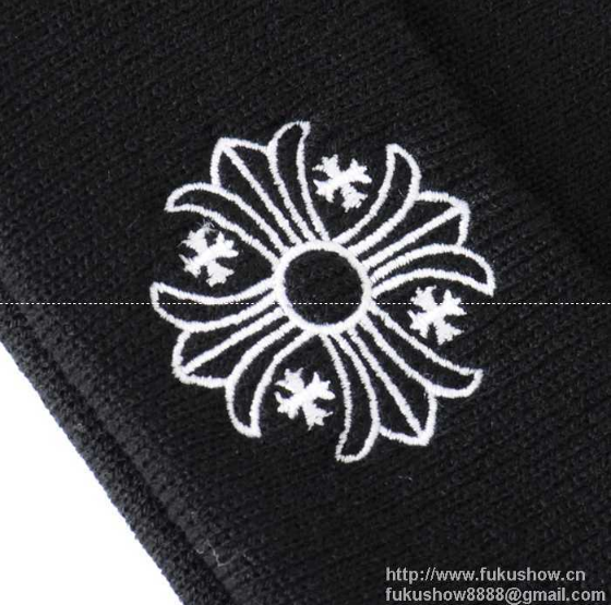 品質保証低価CHROME HEARTS クロムハーツ ニット帽 ブラック CHクロスロゴ 2238-304-4100 無地 コットン 男女兼用