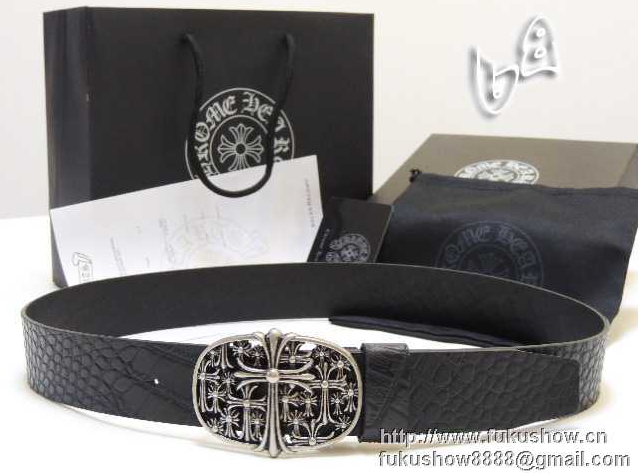 人気定番安いCHROME HEARTS クロムハーツ セメタリークロス バックル ベルト レザーベルト プレゼント ギフト ブラック