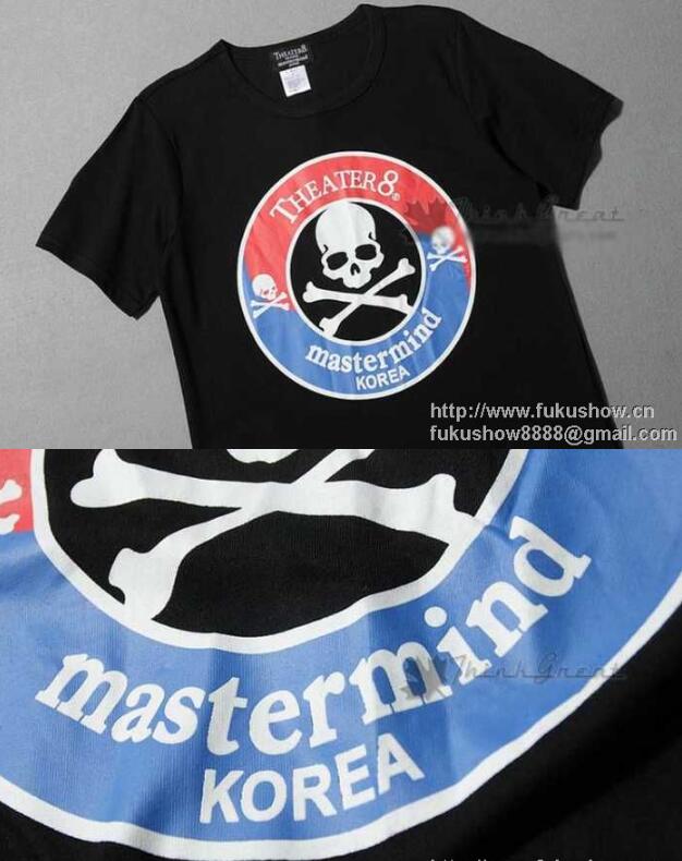 偽 ブランド Tシャツ メンズ スカル マスターマインドジャパンクールネック Mastermin Japan 半袖 Tシャツ 大特価100%新品 綿 ブラック メンズファッション