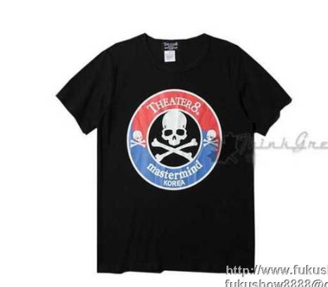 偽 ブランド Tシャツ メンズ スカル マスターマインドジャパンクールネック Mastermin Japan 半袖 Tシャツ 大特価100%新品 綿 ブラック メンズファッション