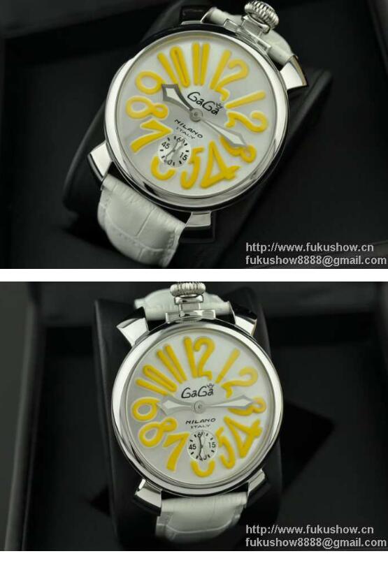 限定セール100%新品 ガガミラノ コピー 時計 マヌアーレ48MM メンズ ウォッチ 男性用腕時計 新商品 レザーベルト GaGa MILANO ホワイト