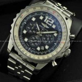 日本製クオーツVK 6針 ブライトリング★BREITLING メンズ腕時計 回転ベゼル 日付表示 夜光効果 ステンレス
