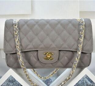 美品 シャネル 収納できるアイテム ショルダーバッグ ゴールド金具 ココマーク グレー 119.2-灰-金チェーン2016.
