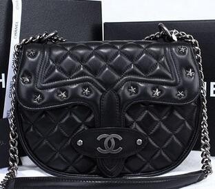 大容量　シャネル　ラムスキン　マトラッセ　収納できるショルダーバッグ　チェーンバッグ　ハート型　ココマーク　ブラック2016.