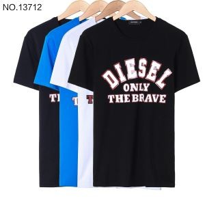 2018夏服ディーゼル Tシャツ人気DIESEL新品ロゴプリントメンズコットンクルーネック半袖ブラックホワイト４色可選択男性用トップス