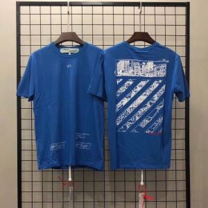 人気セール新作18年ブルーメンズOFF-WHITEオフホワイト 通販Tシャツコットン半袖クルーネック新作到着!カジュアルシンプル