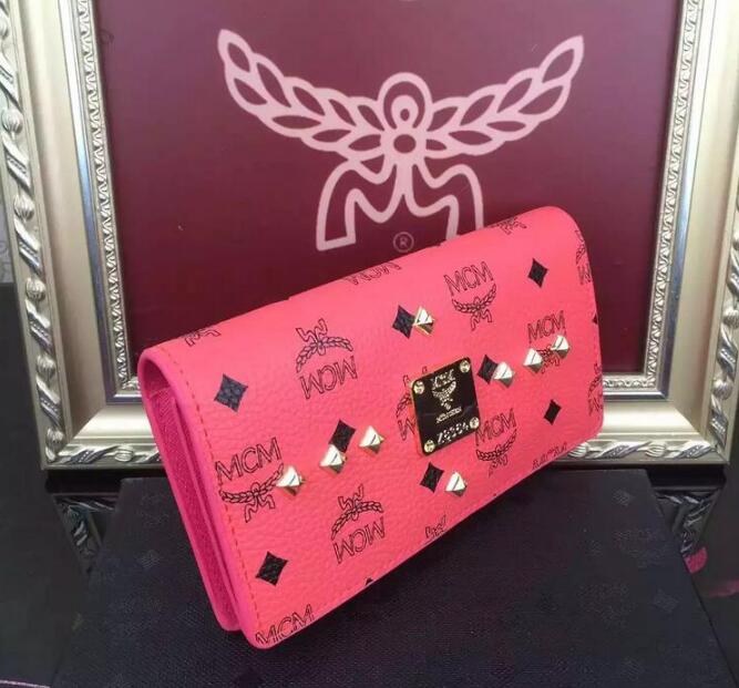 限定セール新作登場 mcm 財布 エムシーエム 長財布 ピンク ウォレットレディース レザー 財布 スバイク 本革 ショルダーバッグ