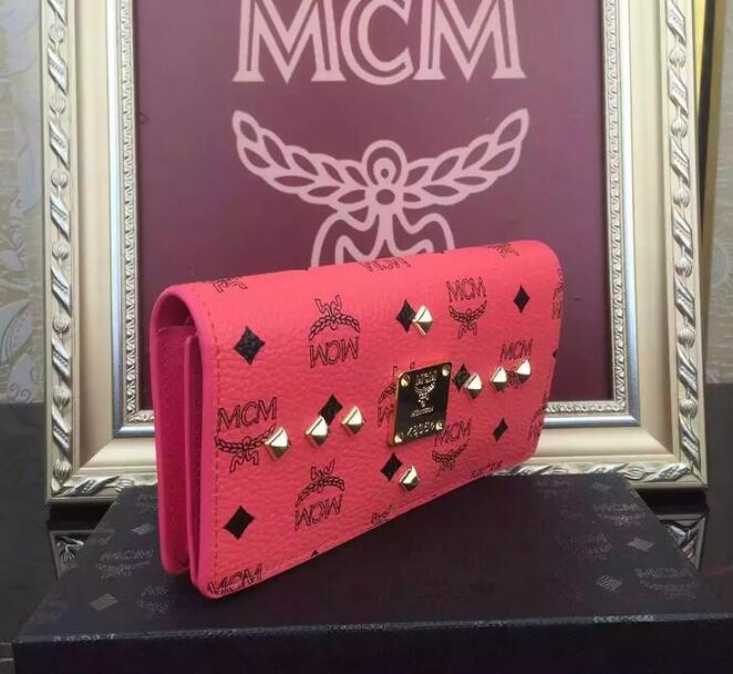 限定セール新作登場 mcm 財布 エムシーエム 長財布 ピンク ウォレットレディース レザー 財布 スバイク 本革 ショルダーバッグ
