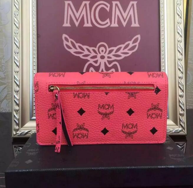 限定セール新作登場 mcm 財布 エムシーエム 長財布 ピンク ウォレットレディース レザー 財布 スバイク 本革 ショルダーバッグ