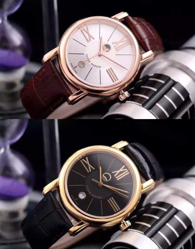 ULYSSE nardin 時計 クラシコ ルナ 人気セール定番 男性用腕時計 ユリスナルダン コピー メンズ ブラック ホワイト ゴールド 5色可選
